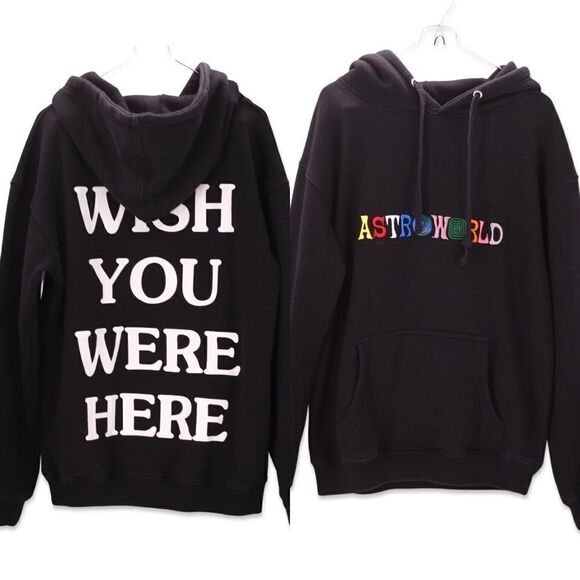 TRAVIS SCOTT ASTROWORLD Wish You Were Here Pullover Hoodie black sz S - Picture 1 of 7